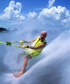Older person waterskiing
